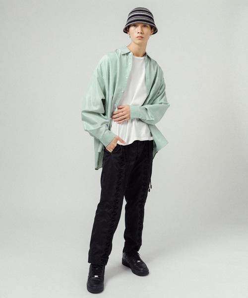 Ressaca（レサーカ）の「オーバーサイズ ストライプレギュラーカラー長袖シャツ（シャツ/ブラウス・メンズ・ネイビー/レッド/ブルー/グリーン・M/L）」の11枚目の写真