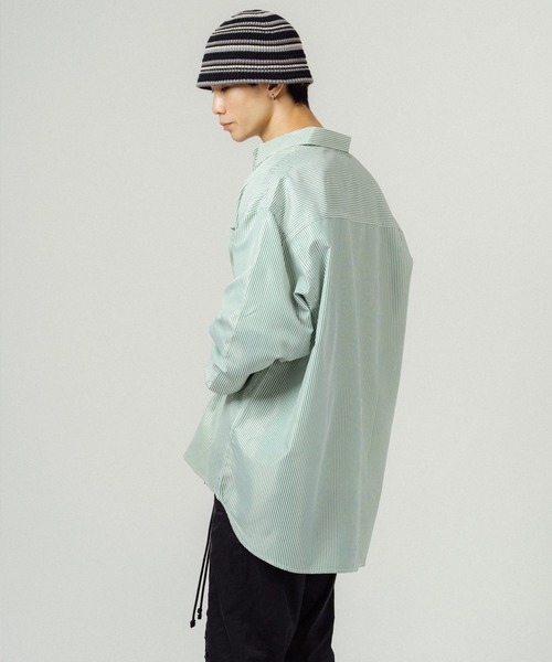 Ressaca（レサーカ）の「オーバーサイズ ストライプレギュラーカラー長袖シャツ（シャツ/ブラウス・メンズ・ネイビー/レッド/ブルー/グリーン・M/L）」の15枚目の写真