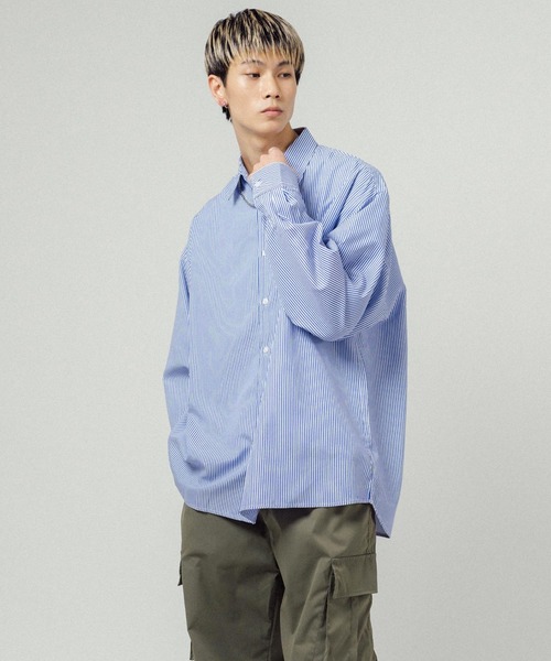 Ressaca（レサーカ）の「オーバーサイズ ストライプレギュラーカラー長袖シャツ（シャツ/ブラウス・メンズ・ネイビー/レッド/ブルー/グリーン・M/L）」の20枚目の写真