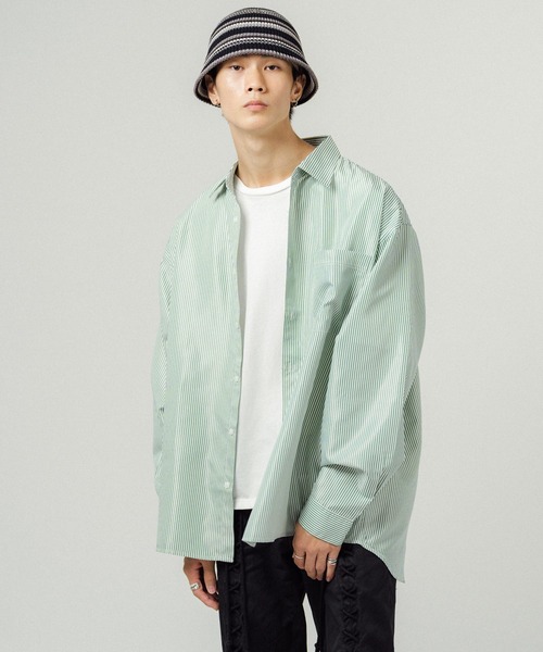 Ressaca（レサーカ）の「オーバーサイズ ストライプレギュラーカラー長袖シャツ（シャツ/ブラウス・メンズ・ネイビー/レッド/ブルー/グリーン・M/L）」の7枚目の写真