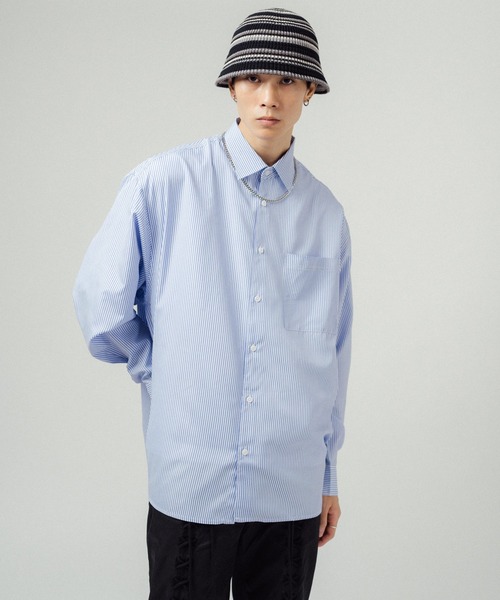 Ressaca（レサーカ）の「オーバーサイズ ストライプレギュラーカラー長袖シャツ（シャツ/ブラウス・メンズ・ネイビー/レッド/ブルー/グリーン・M/L）」の19枚目の写真