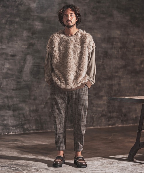 FACTOTUM(ファクトタム)の「mp10373- Tone On Tone-Plaid Pants イージーパンツ(その他パンツ・メンズ・ブラック/ベージュ・44/46/48)」の15枚目の写真