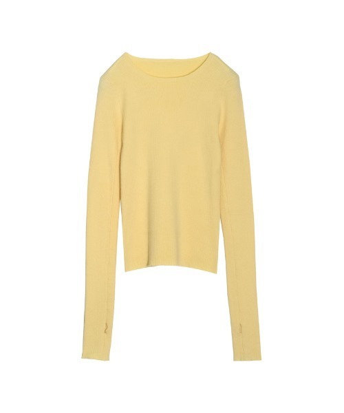 Re:EDIT（リエディ）の「指穴クルーネックリブニットトップス（ニット/セーター・レディース・ブルー/ベージュ/ブラック系その他/オレンジ/モカ/グリーン/ブラック/アイボリー/ブラウン/ライトグレー/イエロー/グリーン系その他/キャメル・LARGE/MEDIUM）」の11枚目の写真