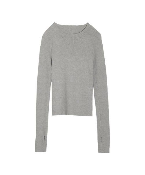 Re:EDIT（リエディ）の「指穴クルーネックリブニットトップス（ニット/セーター・レディース・ブルー/ベージュ/ブラック系その他/オレンジ/モカ/グリーン/ブラック/アイボリー/ブラウン/ライトグレー/イエロー/グリーン系その他/キャメル・LARGE/MEDIUM）」の4枚目の写真