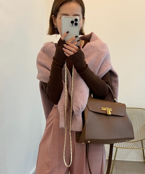 Re:EDIT（リエディ）の「指穴クルーネックリブニットトップス（ニット/セーター・レディース・ブルー/ベージュ/ブラック系その他/オレンジ/モカ/グリーン/ブラック/アイボリー/ブラウン/ライトグレー/イエロー/グリーン系その他/キャメル・LARGE/MEDIUM）」の16枚目の写真