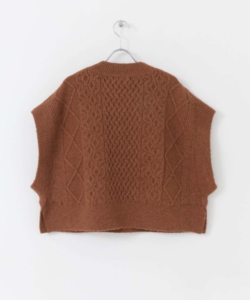 19AW DRAWER ウール アルパカ ラメ ケーブル編み ニットベスト 19AW DRAWER ウール アルパカ ラメ ケーブル編み ニットベスト