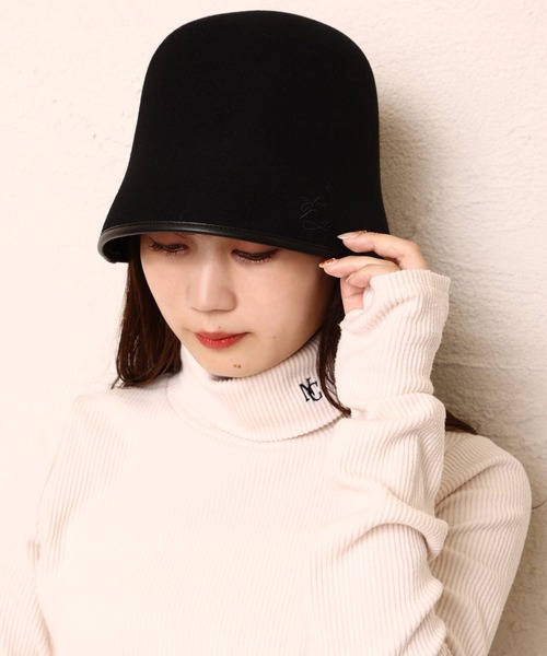 one after another NICE CLAUP（ワンアフターアナザーナイスクラップ）の「NCロゴ刺繍入りクローシュハット（ハット・レディース・アイボリー/ブラック/キャメル・FREE）」の8枚目の写真