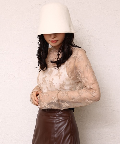 one after another NICE CLAUP（ワンアフターアナザーナイスクラップ）の「NCロゴ刺繍入りクローシュハット（ハット・レディース・アイボリー/ブラック/キャメル・FREE）」の18枚目の写真