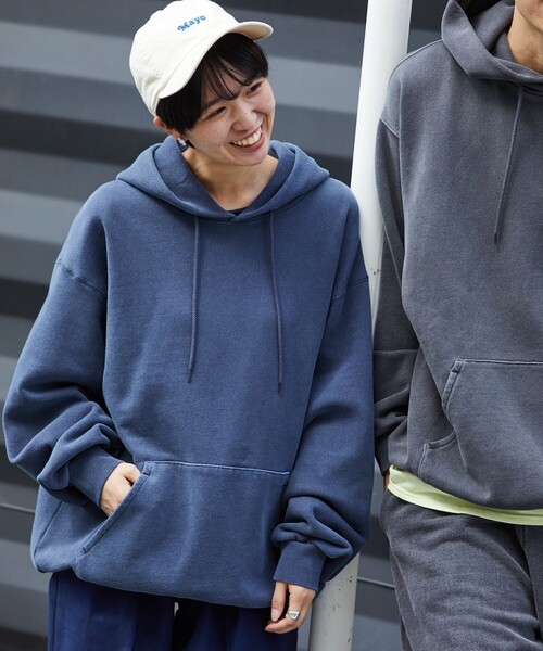 FREAK'S STORE（フリークスストア）の「FREAK'S STORE/フリークスストア HEAVY WEIGHT PIGMENT PIGMENT HOODY/フードパーカー（パーカー・メンズ・チャコール/ネイビー・SMALL/MEDIUM/LARGE）」の14枚目の写真