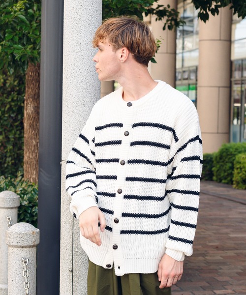ONCILY(オンシェリー)の「BORDER KNIT CARDIGAN / ボーダーニットカーディガン(カーディガン/ボレロ・メンズ・ネイビー/オフホワイト・MEDIUM/LARGE)」の22枚目の写真
