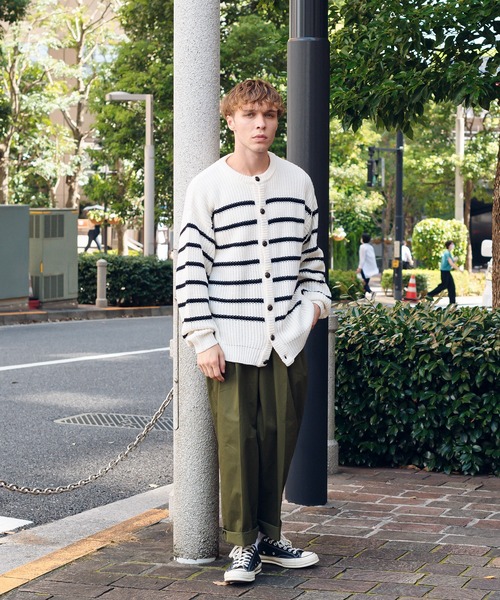 ONCILY(オンシェリー)の「BORDER KNIT CARDIGAN / ボーダーニットカーディガン(カーディガン/ボレロ・メンズ・ネイビー/オフホワイト・MEDIUM/LARGE)」の9枚目の写真