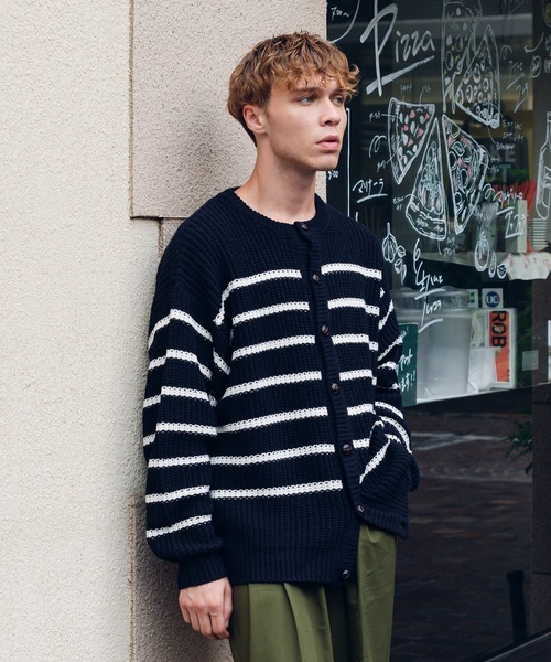 ONCILY(オンシェリー)の「BORDER KNIT CARDIGAN / ボーダーニットカーディガン(カーディガン/ボレロ・メンズ・ネイビー/オフホワイト・MEDIUM/LARGE)」の20枚目の写真
