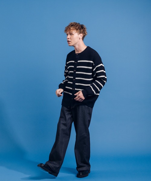 ONCILY(オンシェリー)の「BORDER KNIT CARDIGAN / ボーダーニットカーディガン(カーディガン/ボレロ・メンズ・ネイビー/オフホワイト・MEDIUM/LARGE)」の14枚目の写真