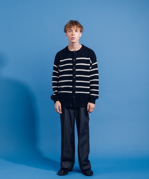 ONCILY(オンシェリー)の「BORDER KNIT CARDIGAN / ボーダーニットカーディガン(カーディガン/ボレロ・メンズ・ネイビー/オフホワイト・MEDIUM/LARGE)」の17枚目の写真
