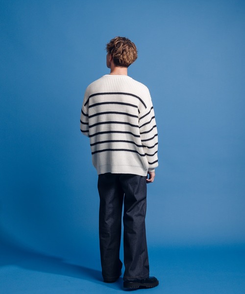 ONCILY(オンシェリー)の「BORDER KNIT CARDIGAN / ボーダーニットカーディガン(カーディガン/ボレロ・メンズ・ネイビー/オフホワイト・MEDIUM/LARGE)」の16枚目の写真