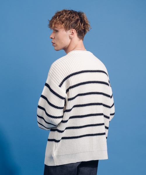 ONCILY(オンシェリー)の「BORDER KNIT CARDIGAN / ボーダーニットカーディガン(カーディガン/ボレロ・メンズ・ネイビー/オフホワイト・MEDIUM/LARGE)」の21枚目の写真