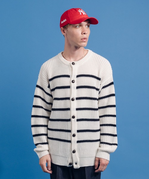 ONCILY(オンシェリー)の「BORDER KNIT CARDIGAN / ボーダーニットカーディガン(カーディガン/ボレロ・メンズ・ネイビー/オフホワイト・MEDIUM/LARGE)」の15枚目の写真