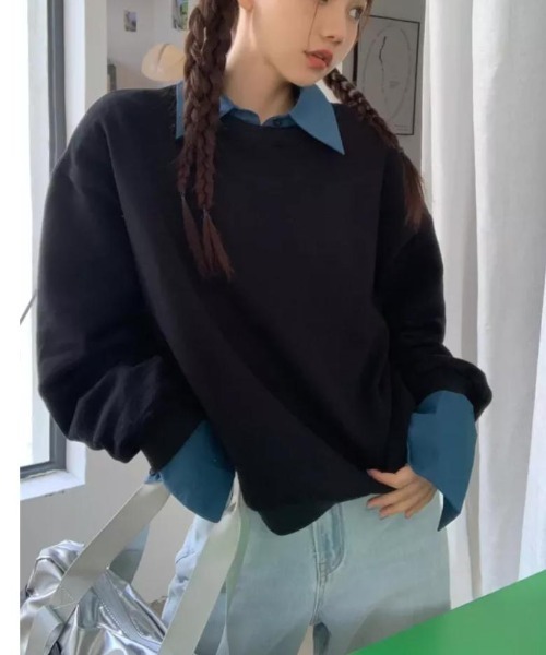 CLEA（クレア）の「バッグハートロゴ刺繍スウェットプルオーバー（スウェット・レディース・ブラック/グレー・FREE）」の4枚目の写真