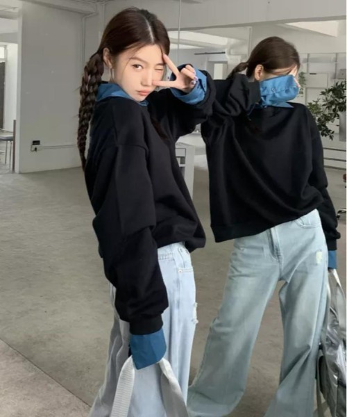 CLEA（クレア）の「バッグハートロゴ刺繍スウェットプルオーバー（スウェット・レディース・ブラック/グレー・FREE）」の13枚目の写真