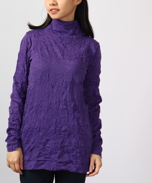BRODIAEA(ブローディア)の「BRODIAEA シワ加工ニット ボトルネック(ニット/セーター・レディース・ブラック/グリーン/グリーン系その他/ピンク/グレー/グレイッシュベージュ/ブルーグレー/ライトグリーン/パープル/チェリーピンク・40)」の8枚目の写真