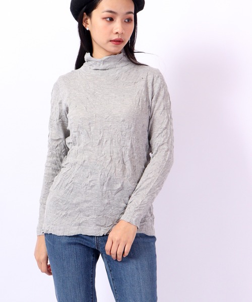 BRODIAEA(ブローディア)の「BRODIAEA シワ加工ニット ボトルネック(ニット/セーター・レディース・ブラック/グリーン/グリーン系その他/ピンク/グレー/グレイッシュベージュ/ブルーグレー/ライトグリーン/パープル/チェリーピンク・40)」の2枚目の写真