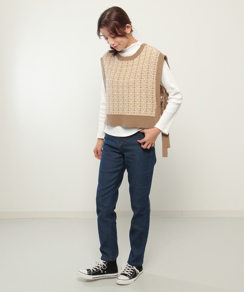 ikka（イッカ）の「【2点セット】ニットベストワンピースアンサンブル（ワンピース・レディース・ブラック/ブラウン・M/L）」の3枚目の写真