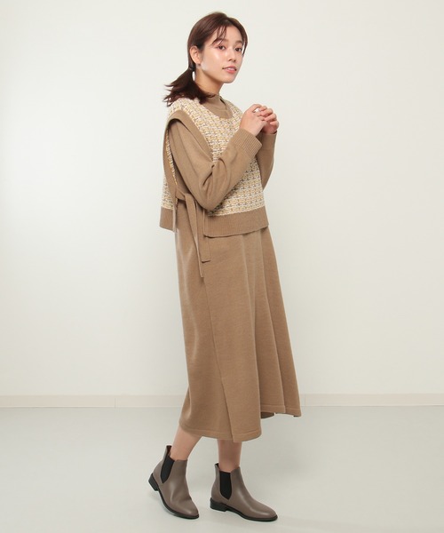 ikka（イッカ）の「【2点セット】ニットベストワンピースアンサンブル（ワンピース・レディース・ブラック/ブラウン・M/L）」の20枚目の写真