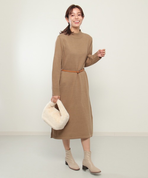 ikka（イッカ）の「【2点セット】ニットベストワンピースアンサンブル（ワンピース・レディース・ブラック/ブラウン・M/L）」の6枚目の写真