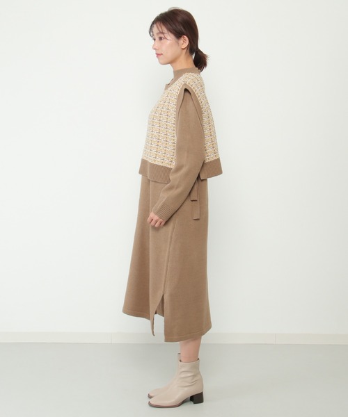 ikka（イッカ）の「【2点セット】ニットベストワンピースアンサンブル（ワンピース・レディース・ブラック/ブラウン・M/L）」の18枚目の写真