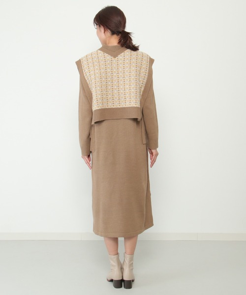 ikka（イッカ）の「【2点セット】ニットベストワンピースアンサンブル（ワンピース・レディース・ブラック/ブラウン・M/L）」の9枚目の写真