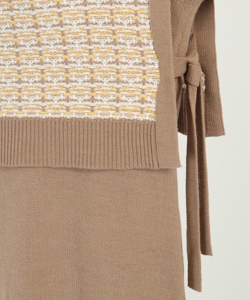ikka（イッカ）の「【2点セット】ニットベストワンピースアンサンブル（ワンピース・レディース・ブラック/ブラウン・M/L）」の4枚目の写真
