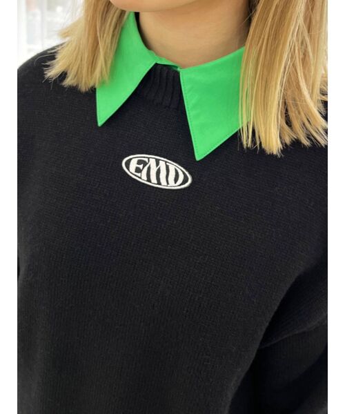 EMODA（エモダ）の「マークロゴオーバーニット（ニット/セーター・レディース・ホワイト/ブラック/ピンク/ブルー・FREE）」の8枚目の写真