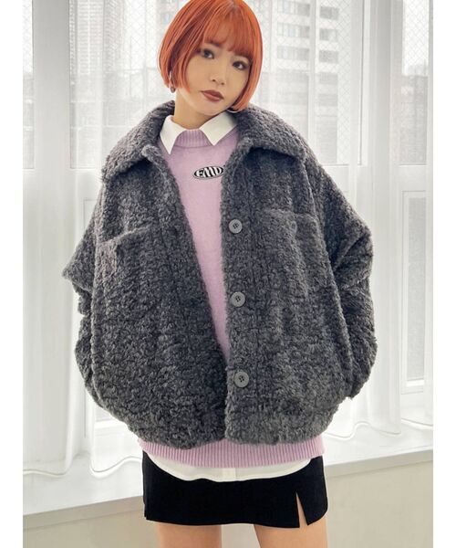 EMODA（エモダ）の「マークロゴオーバーニット（ニット/セーター・レディース・ホワイト/ブラック/ピンク/ブルー・FREE）」の12枚目の写真