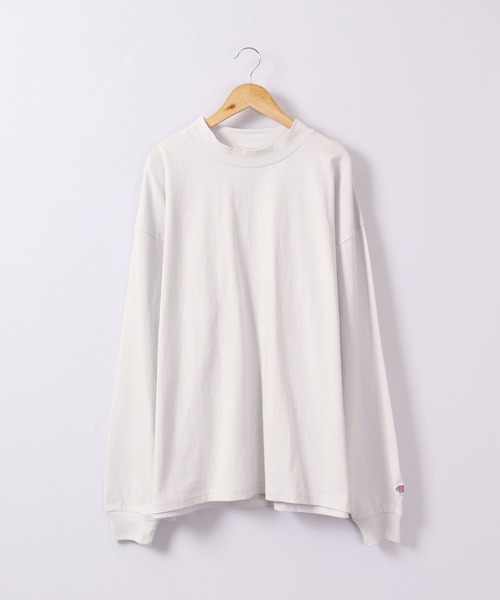 JEMORGAN(ジェーイーモーガン)の「JEMORGAN 天竺ワッペン付きロングスリーブモックネックビッグT(Tシャツ/カットソー・メンズ・ネイビー/ライトグレー/グリーン/ベージュ/サーモンピンク/ブラック/オフホワイト・XL/M/L)」の1枚目の写真