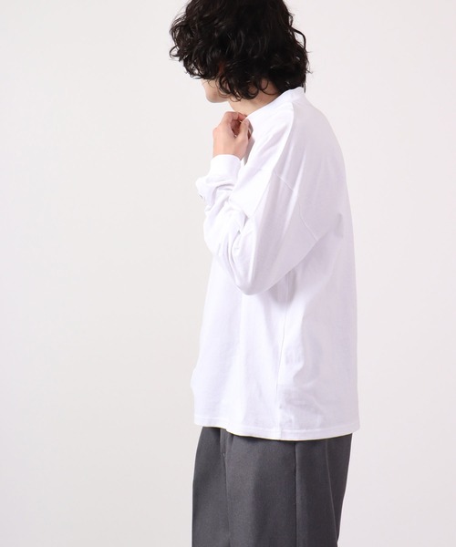 JEMORGAN(ジェーイーモーガン)の「JEMORGAN 天竺ワッペン付きロングスリーブモックネックビッグT(Tシャツ/カットソー・メンズ・ネイビー/ライトグレー/グリーン/ベージュ/サーモンピンク/ブラック/オフホワイト・XL/M/L)」の8枚目の写真