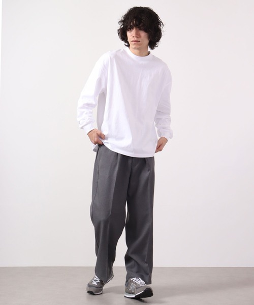 JEMORGAN(ジェーイーモーガン)の「JEMORGAN 天竺ワッペン付きロングスリーブモックネックビッグT(Tシャツ/カットソー・メンズ・ネイビー/ライトグレー/グリーン/ベージュ/サーモンピンク/ブラック/オフホワイト・XL/M/L)」の10枚目の写真