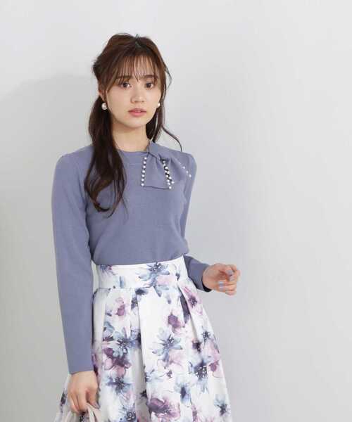 PROPORTION BODY DRESSING（プロポーションボディドレッシング）の「パールリボンタイニット / 1213170108（ニット/セーター・レディース・ブルー/パープル/ホワイト系その他・FREE）」の2枚目の写真