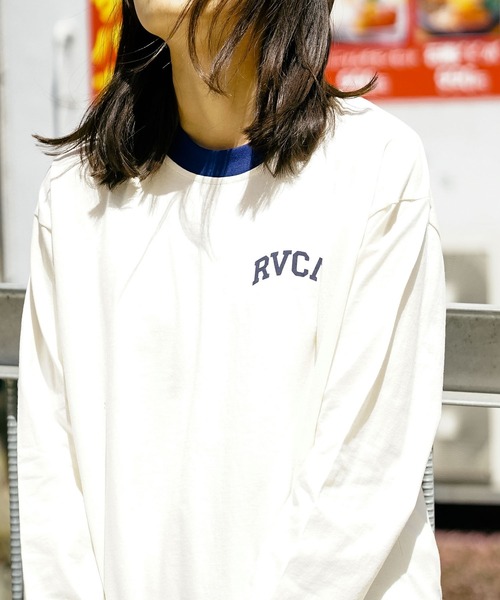 RVCA（ルーカ）の「RVCA レディース  ARCHED RVCA LONG SLEECE RINGER TEE ロングスリーブＴシャツ【2023年春夏モデル】/ルーカバックプリントロゴ長袖ロンT（Tシャツ/カットソー・レディース・ブルー/ブラック/ホワイト・LARGE/SMALL/MEDIUM）」の15枚目の写真