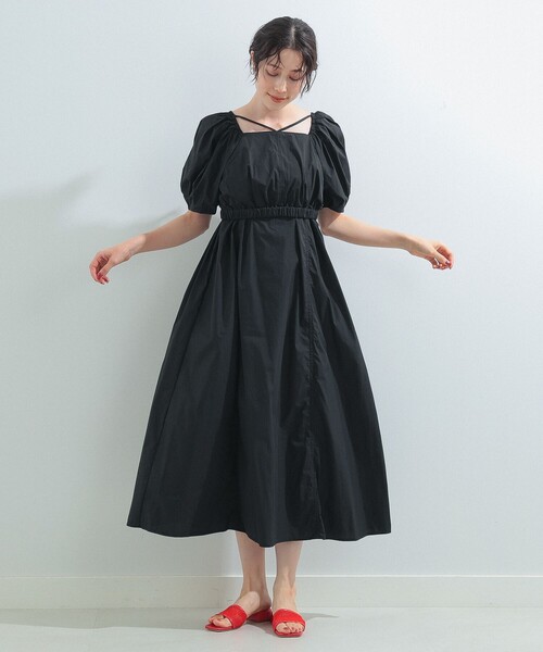Ray BEAMS（レイビームス）の「Ray BEAMS / ネック ストラップ パフ ワンピース（ワンピース・レディース・ブラック/ミント・0/1）」の6枚目の写真