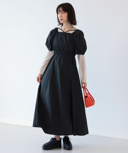 Ray BEAMS（レイビームス）の「Ray BEAMS / ネック ストラップ パフ ワンピース（ワンピース・レディース・ブラック/ミント・0/1）」の15枚目の写真