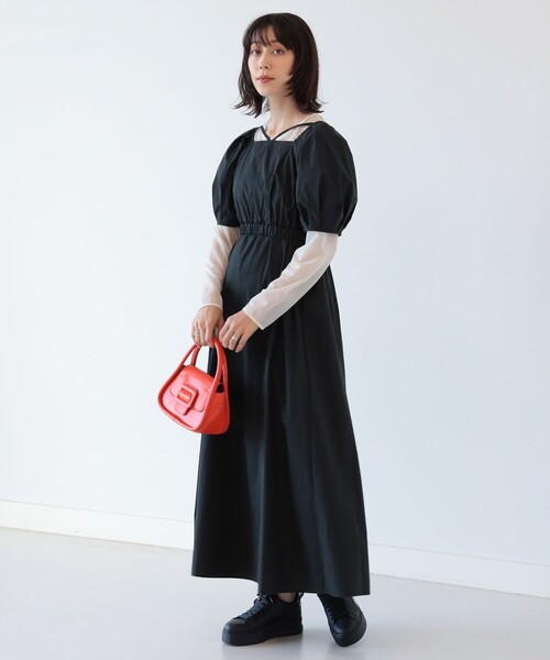 Ray BEAMS（レイビームス）の「Ray BEAMS / ネック ストラップ パフ ワンピース（ワンピース・レディース・ブラック/ミント・0/1）」の16枚目の写真