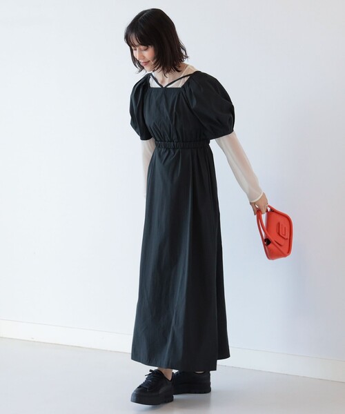 Ray BEAMS（レイビームス）の「Ray BEAMS / ネック ストラップ パフ ワンピース（ワンピース・レディース・ブラック/ミント・0/1）」の19枚目の写真