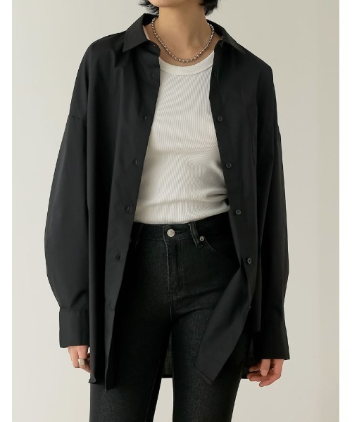 Re:EDIT(リエディ)の「ベーシックオーバーサイズシャツ(シャツ/ブラウス・レディース・ライトパープル/ライトブルー/ブラック/オフホワイト・MEDIUM/LARGE)」の6枚目の写真