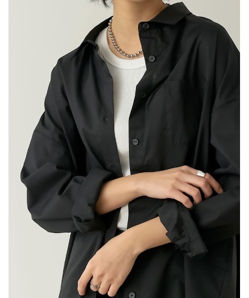 Re:EDIT(リエディ)の「ベーシックオーバーサイズシャツ(シャツ/ブラウス・レディース・ライトパープル/ライトブルー/ブラック/オフホワイト・MEDIUM/LARGE)」の5枚目の写真