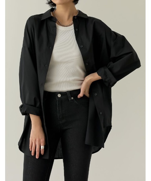 Re:EDIT(リエディ)の「ベーシックオーバーサイズシャツ(シャツ/ブラウス・レディース・ライトパープル/ライトブルー/ブラック/オフホワイト・MEDIUM/LARGE)」の8枚目の写真