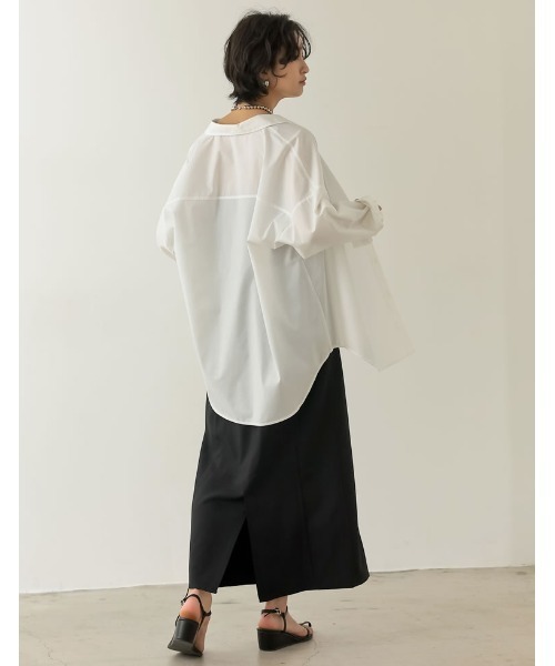 Re:EDIT(リエディ)の「ベーシックオーバーサイズシャツ(シャツ/ブラウス・レディース・ライトパープル/ライトブルー/ブラック/オフホワイト・MEDIUM/LARGE)」の17枚目の写真