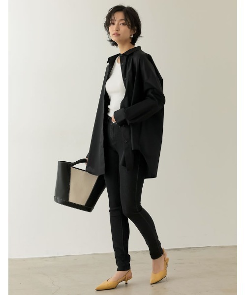 Re:EDIT(リエディ)の「ベーシックオーバーサイズシャツ(シャツ/ブラウス・レディース・ライトパープル/ライトブルー/ブラック/オフホワイト・MEDIUM/LARGE)」の9枚目の写真