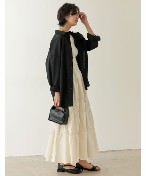 Re:EDIT(リエディ)の「ベーシックオーバーサイズシャツ(シャツ/ブラウス・レディース・ライトパープル/ライトブルー/ブラック/オフホワイト・MEDIUM/LARGE)」の11枚目の写真