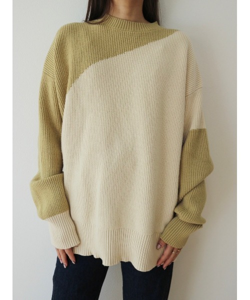 TRUNC（トランクエイティーエイト）の「Bicolor Knit Pullover（ニット/セーター・レディース・グレー/イエロー・FREE）」の3枚目の写真