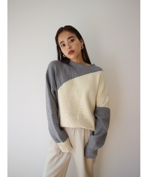 TRUNC（トランクエイティーエイト）の「Bicolor Knit Pullover（ニット/セーター・レディース・グレー/イエロー・FREE）」の4枚目の写真